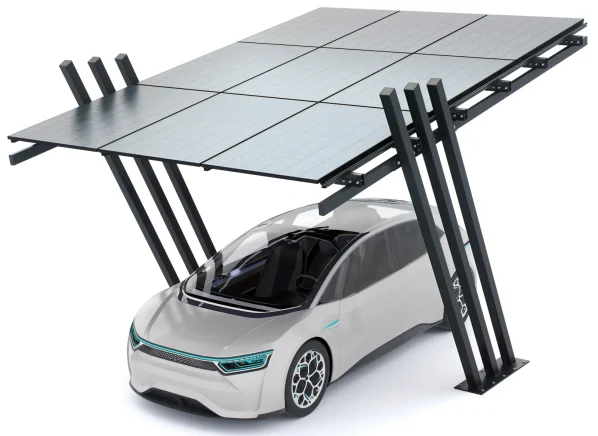 PV-Carport Modell 04 – Effizientes Solar-Carport für 1 Stellplatz (9 Module)